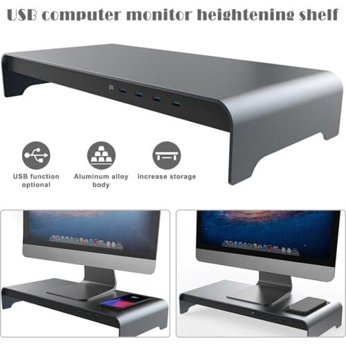 Smart Base Aluminum Alloy Computer Laptop Base Stand With 4 USB Hub C 3.0 Port Support Ordinateur Portable Adaptador Monitor PC