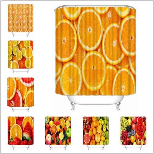 Musife Custom High Quality oranges fruits Shower Curtain Waterproof Bathroom Polyester Fabric Bathroom Curtain