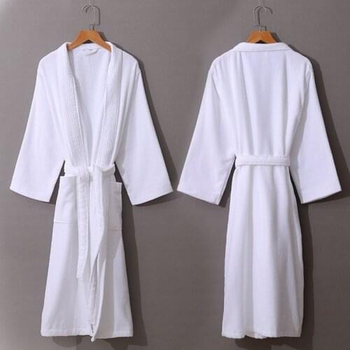 High Quality All Cotton Towel Cut Velvet Bathrobes Autumn Winter Men Women Five Stars Hotel Beauty Salon Robe Plus Size
