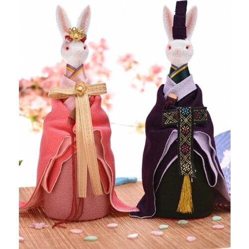 Japanese kimono couple rabbit Thank you music box mechanism Home Bedroom decoration Collectibles wedding Christmas gift
