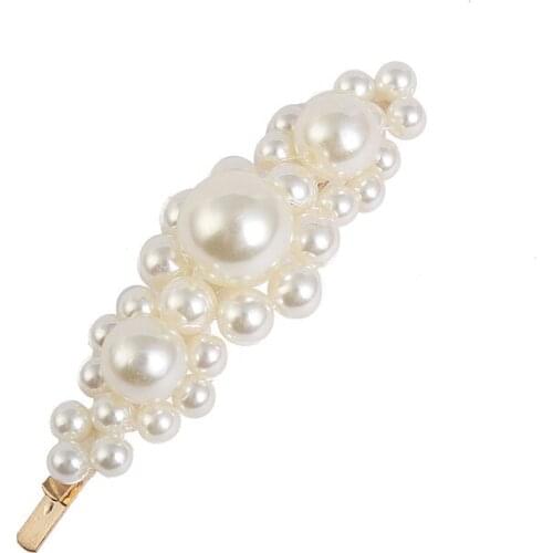 Handmade Pearls Hair Clips Pin for Women Fashion Barrettes Headwear Girls Sweet Hairpins Hair Accessorie