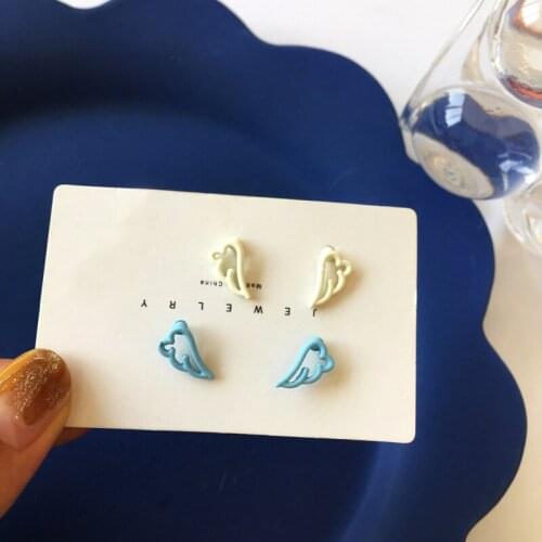 Girls Fairy Hollow Brief Earring Studs Wing Cute Blue Indian Earrings Luxury Jewelry