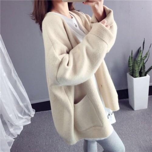 Woman Sweaters Knitted Cardigan Womens 2020 Coat Womens Loose Thick Sweater Coat Femme Chandails Pull Hiver