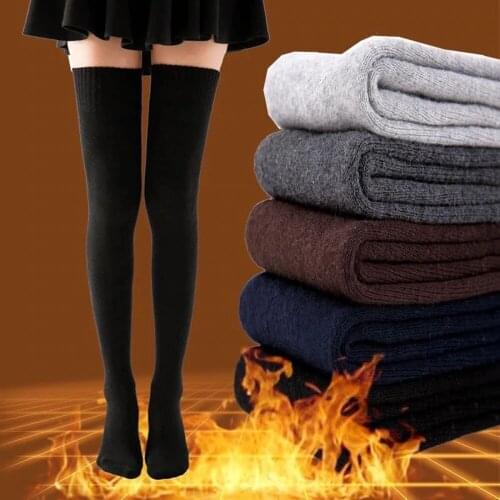 Winter Warm Cotton Thick Terry Socks Women Stockings Casual Thigh High Over Knee High Socks Girls Womens Female Long Knee Sock