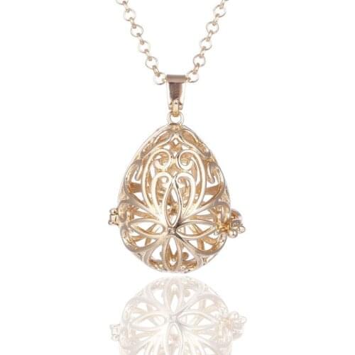 1pc Fashion Creative Fragrance Necklace Exquisite Alloy Mens and Womens Hollow Water Drop Pendant Necklace Friend Family Gift