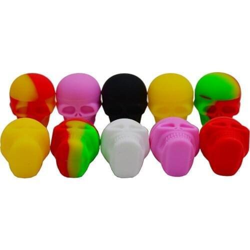 10pcs Skull silicone wax jars disposable 3ml bho dab weed container jar for storage non stick oil slick hash kitchen jars