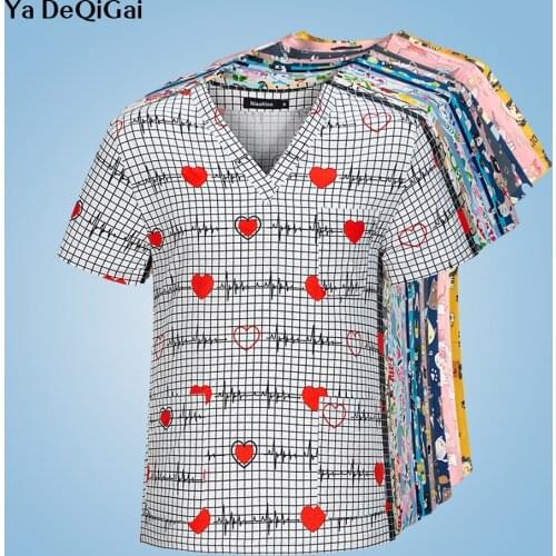 100% Cotton Cartoon Unisex Scrubs Tops Doctor Clothe Dental Hospital Breathable Beauty Solon Medical Surgical Nursing Work Tops