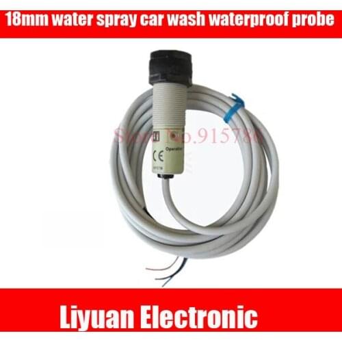 18mm water spray car wash waterproof probe adjustable 50CM long-distance repented photoelectric switch sensor three-wire PNP NC