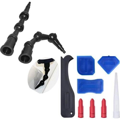 2pcs 360 Degree BENT EZPLAST NOZZLE Caulk Nozzle,Angle Shot Bent Nozzles and 8pcs Caulking Tool Kit with EU3 Cartridge Nozzle