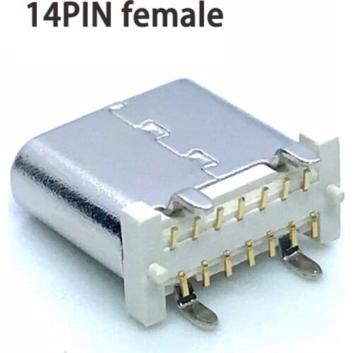 50pcs/set Waterproof female 14P Socket Connector Micro USB Type C 3.1 Placement SMD DIP For PCB design DIY high current charging
