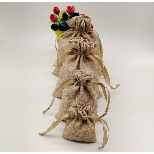 500pcs Silk Ribbon Jute Bag Sack Drawstring Bag Small Jewelry Bag Pouch for Jewelry Packaging Display Wedding Christmas Gift Bag