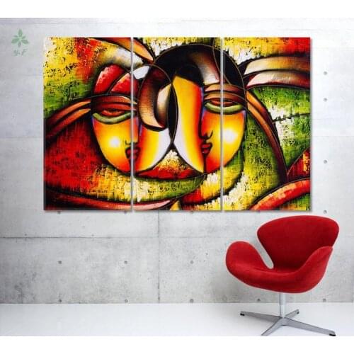 Abstract Face Canvas Print Colorful Modernist Wall Art Vivid Futuristic Oil Painting Indoor Decoration