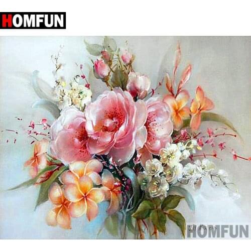 HOMFUN 5D DIY Diamond Painting Full Square/Round Drill "Colored flowers" Embroidery Cross Stitch gift Home Decor Gift A08044