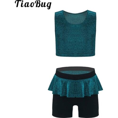 Glittering Kids Girls Costumes Party Ballet Dance Gymnastics Leotard Outfit Set for Birthday Gift Ballet Class Performance