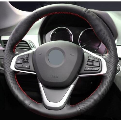 Car Steering Wheel Cover Non-Slip Black Genuine Leather For BMW F45 F46 X1 F48 2015 2016 2017 2018 2019 X2 F39 2018-2019