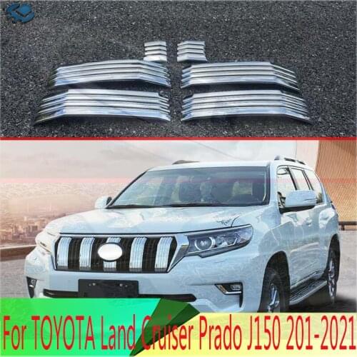 For TOYOTA Land Cruiser Prado J150 2018 2019 ABS Chrome Front Center Mesh Grille Grill Cover Radiator Strip Trim Decoration Car