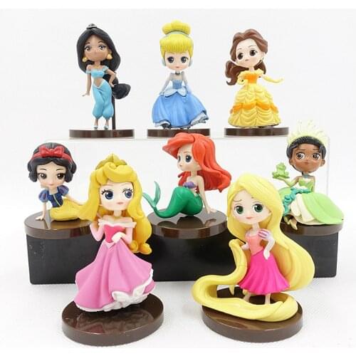 Disney Princess Figures Cinderella Belle Mermaid Sofia Snow White Fairy Rapunzel Elsa Action Figures Girls Toys Gift