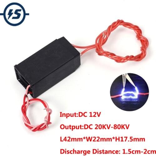High Voltage Generator 80KV Super 6V-12V Transformer Boost Inverter Generator Pulse Arc Generator Ignition Coil 2cm Igniter