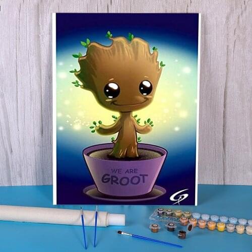 Groot DIY Paint By Numbers Complete Kit Acrylic Paints 40*50 Canvas Painting Home Decoration Crafts For Adults Handicraft Art