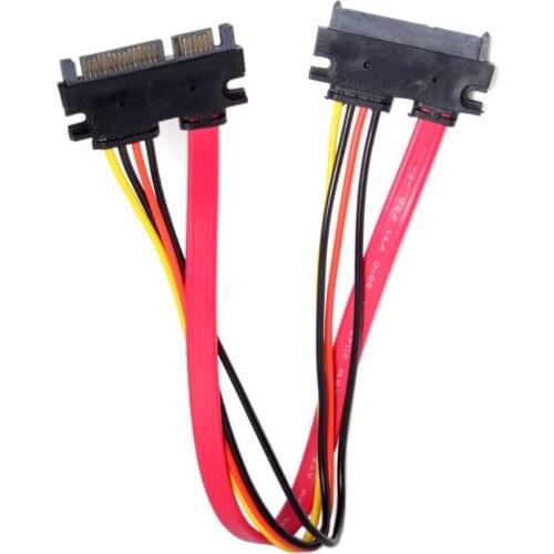 CYSM CY SATA III 3.0 7+15 22 Pin SATA Male to Female Data Power Extension Cable 30cm Red Color