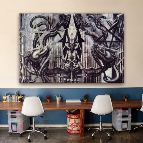 Hr Giger Alien Dark Evil Art Canvas Poster Print Abstract Painting Black White Wall Picture Modern Home Decoration