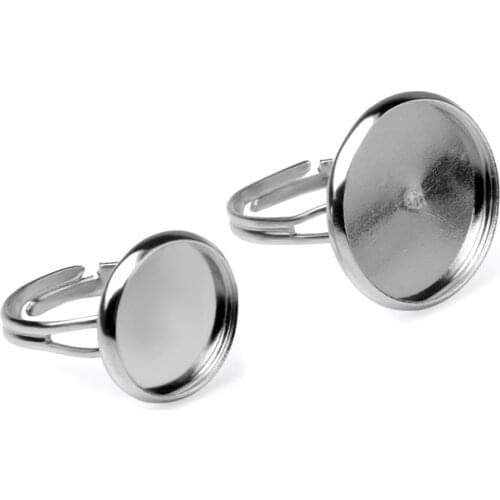 LFPU 10PCS Blank Ring Settings 12mm 16mm Adjustable Cabochon Ring Base Tray For DIY Jewelry Components