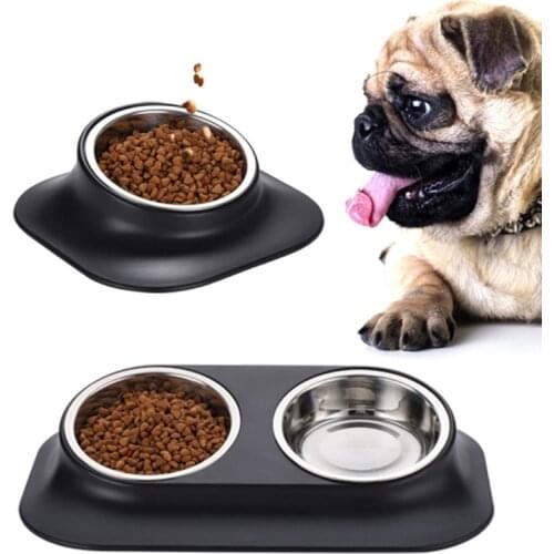 Pet Cat Bowl Non-Skid Non-Spill 15°Slanted Stainless Steel Food Feeding Bowls Suitable for Small Cats and Dogs Pet Supplies