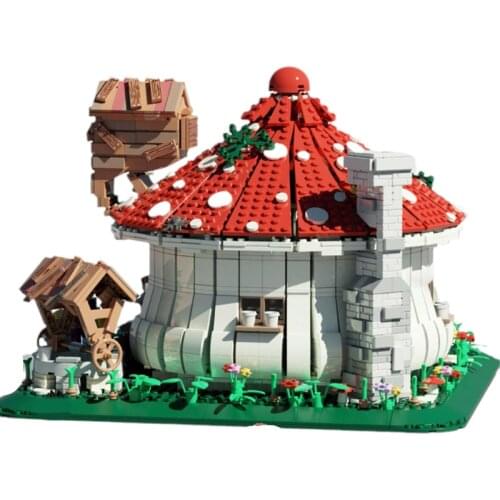 86006 light version of the mushroom house street view architectural model girl assembling building block model toys for children