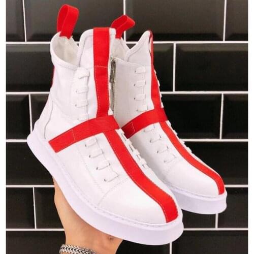 Men Sneakers Hip-hop Street Dance High-top Mens Leather Casual Shoes With Thick Bottom Shoes Star Yellow White Flat Shoes 2020