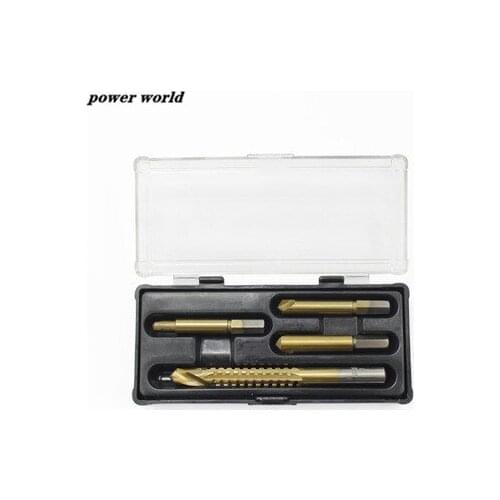 4pcs Titanium Damaged Screw Extractor Broken Bolt Stud Remover Drill Bit Kit