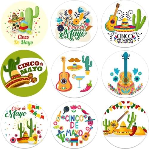 24/48pcs Fiesta Viva Mexico Stickers Cactus Party Taco Seal Labels Summer Party Stickers for Box Bag Decorations