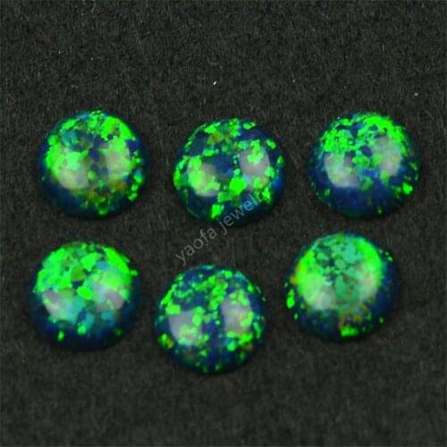 Opal supplier Op19 green black opal round cabochon flat buttom loose opal stone for jewelry making