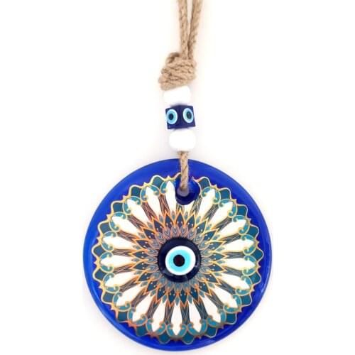 Gilded Evil Eye Bead Handmade Glass Wall Ornament