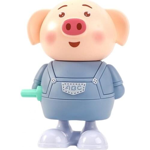 Vivid Wind-up Toy High Imitation Smooth Surface Cartoon Pig Eco-friendly Decorative Plastic Piggy Clockwork Toy for Kids