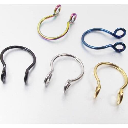 SaYao 2 Pieces Punk Rose Gold Fake Nose Ring U Shape Nose Stud Rings Silver Piercing Tragus Ear Clip Piercing Body Jewelry