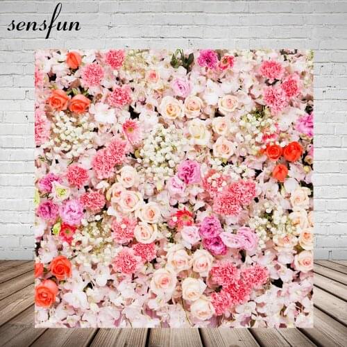 Sensfun Flower Backdrop For Wedding Photo Studio Customized Size Pink Teme Rose Flowers Backgrounds 200x180cm Vinyl