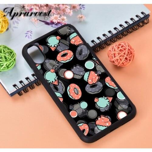 Aprarvest Donut Doughnut Pattern Silicone Rubber Phone Case Cover For iPhone 6 6S 7 8 PLUS X XS XR 11 12 MINI PRO MAX