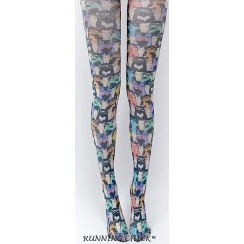 Spring And Autumn Thin Cat Printed Harajuku Pantyhose