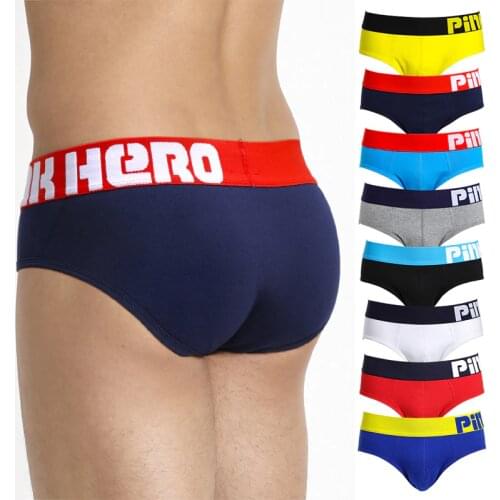 New Pink Heroes High Quality Cotton Underwear Men Briefs Solid Color Men Underwear Shorts Sexy Male Underpants