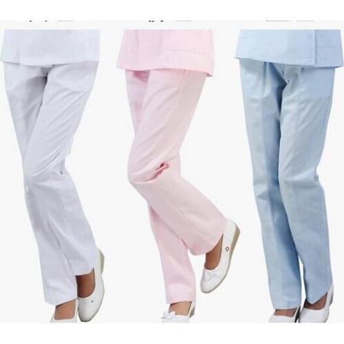 Nurse uniform Summer nurse pants Elastic waist Doctors White nursing trouser Women