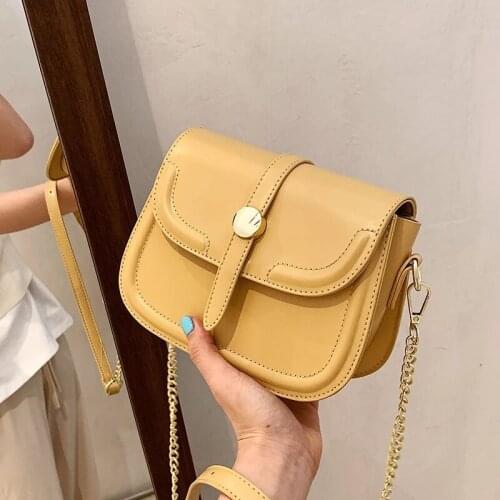 Vintage Fashion Pure Color Saddle Bag 2021 New High Quality Leather Womens Designer Handbag Lock Shoulder Messenger Bag Purses
