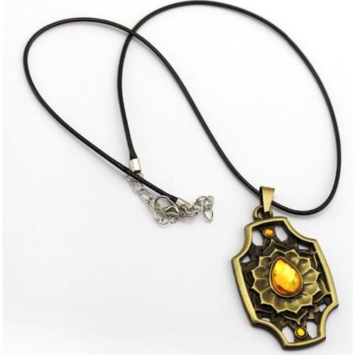 Game Jewelry Dota 2 Necklace Ember Spirit Yellow Crystal Pendant Fashion Rope Chain Necklaces Women Men Charm Gifts