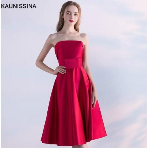 KAUNISSINA Sexy Off the Shoulder Cocktail Dresses Bridal Banquet Wine Red Stain Backless Party Formal Dress Homecoming Dress