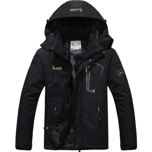 Winter Jacket Men Fleece inner Thick Warm Parka Waterproof Windproof Hooded Coat Outdoor Raincoat Hiking Jacket Men Windbreaker