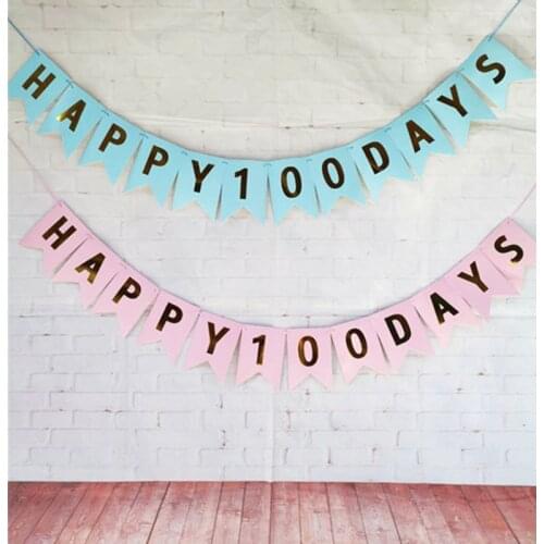 Golden sparkle HAPPY 100 DAYS Banner Birthday Banners Baby Room Decor Party Decorations Baby Hundred Days Party