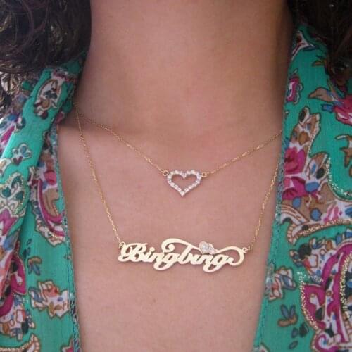 100% 18K necklace, DIY custom name, gift for couples, engagement gift