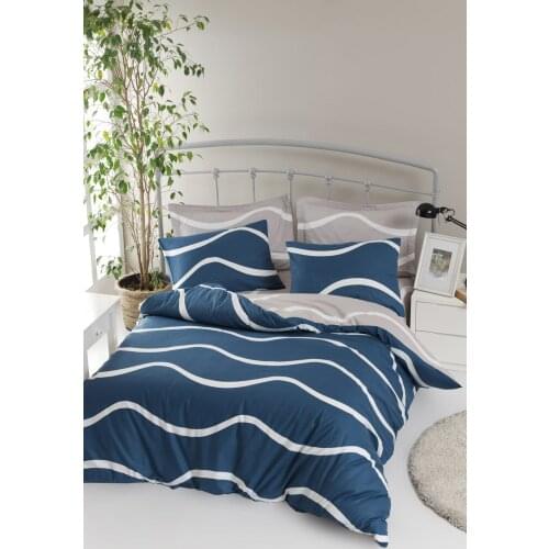 100% Natural Cotton Double Duvet Cover Set Novia Blue Women Men Young Colorful Child Quality Stylish Gift Convenient Home Bedroom Sleep