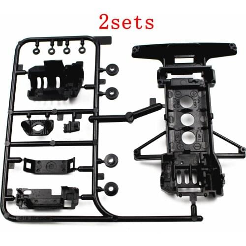2Sets Red Transparent/Black T3 Chassis / Hardware Bag Classic Spare Parts for 1/32 Scale Mini 4WD Car Model