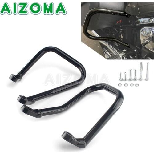 2pcs Motorcycle Protector Parts Rear Saddlebag Guard Crash Bar Steel Black For Harley Softail FLHC FLHCS Fat Street Bob Classic