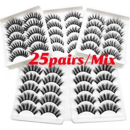 5Pairs/set Faux Mink Hair False Eyelashes Wispy Criss-cross Fluffy Thick Natural Handmade Lash Cruelty-free Eye Makeup LashTools